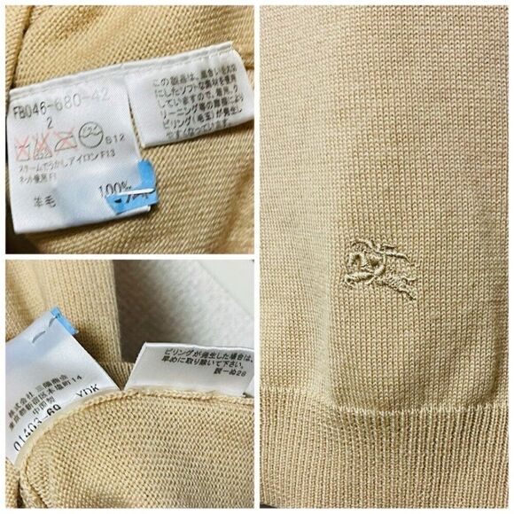 Burberry London Beige Wool Knit Cardigan & Turtleneck Sweater Set - Size 2 - Picture 6 of 8